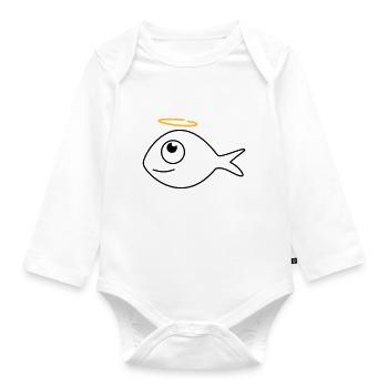 Fish Ronny the Angel - Organic Longsleeve Baby Bodysuit - white - Front