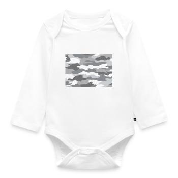 Schnee Camo - Baby Bio-Langarm-Body - Weiß - Vorne