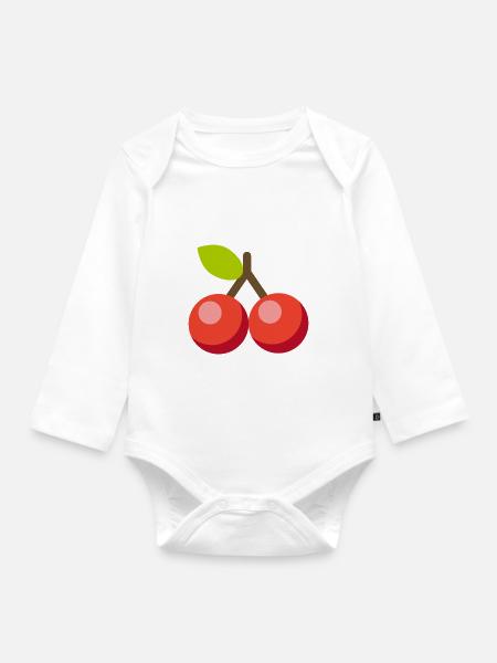 Kirsche Kirschen - Baby Bio-Langarm-Body - Weiß