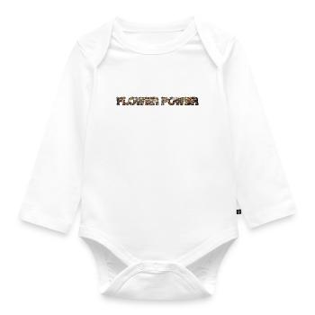 FLOWER POWER Hippiebewegung Hippie Girl Hippie - Baby Bio-Langarm-Body - Weiß - Vorne