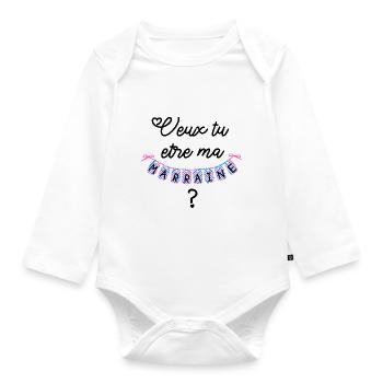 T shirt veux tu être ma marraine? - Body Bébé bio manches longues - blanc - Devant