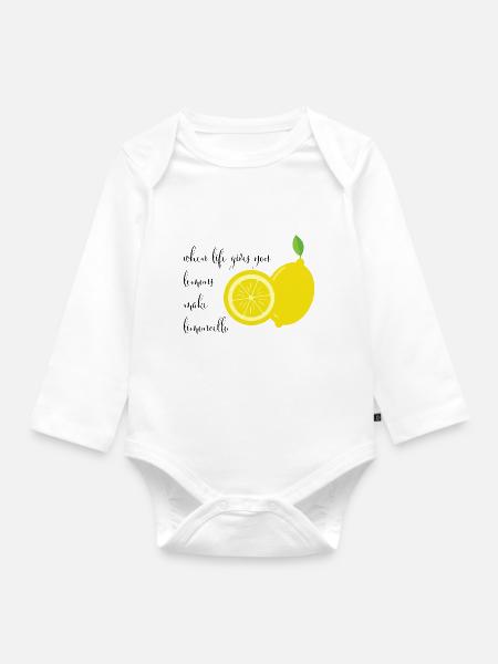 Spruch Limocello schwarz - Baby Bio-Langarm-Body - Weiß