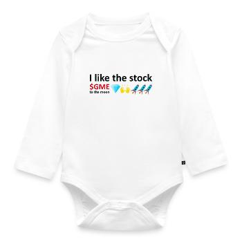 I like the stock, to the moon, stock market meme - Baby Bio-Langarm-Body - Weiß - Vorne