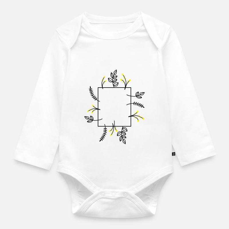 Cadre de fleurs vintage - Body Bébé bio manches longues - blanc
