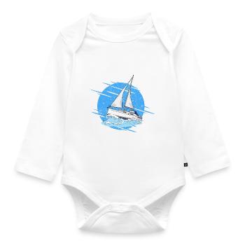 Sailboat - Organic Longsleeve Baby Bodysuit - white - Front