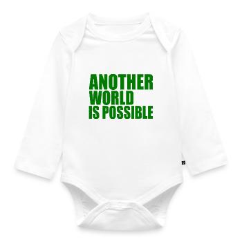 Another world is possible - Organic Longsleeve Baby Bodysuit - white - Front