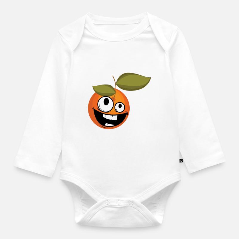 Joyeux Orange - Body Bébé bio manches longues - blanc