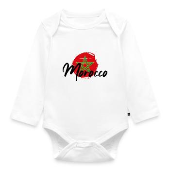 Flagge Marokkos - Baby Bio-Langarm-Body - Weiß - Vorne