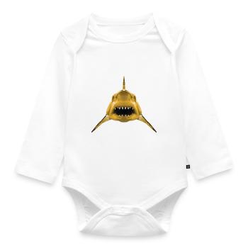 Goldener Hai - Baby Bio-Langarm-Body - Weiß - Vorne