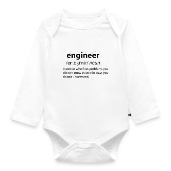 Engineer Funny Dictionary Definition - Baby Bio-Langarm-Body - Weiß - Vorne