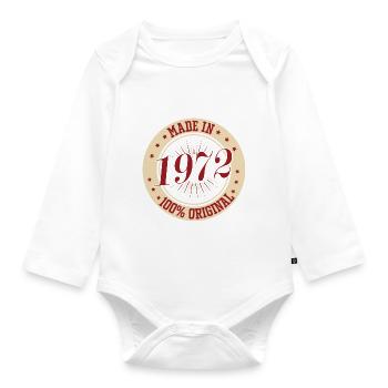 Made in 1972 100 The Original Birthday Saying - Organic Longsleeve Baby Bodysuit - white - Front