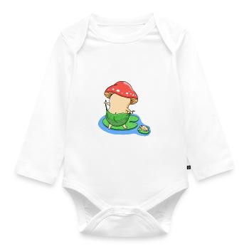 Bath Mushroom - Organic Longsleeve Baby Bodysuit - white - Front