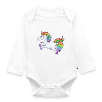 Einhorn Pups Furz Regenbogen Unicorn Rainbow Wolke - Baby Bio-Langarm-Body - Weiß - Vorne