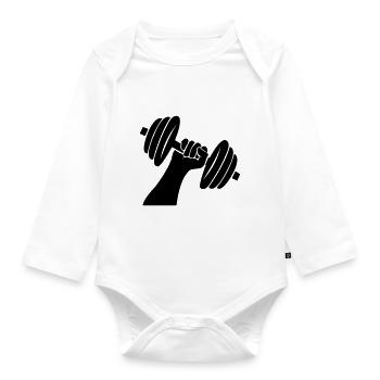 Dumbbell Weights - Organic Longsleeve Baby Bodysuit - white - Front