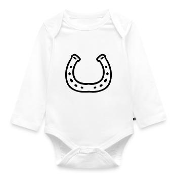 Horseshoe Lucky Charm Lucky Mushroom - Organic Longsleeve Baby Bodysuit - white - Front