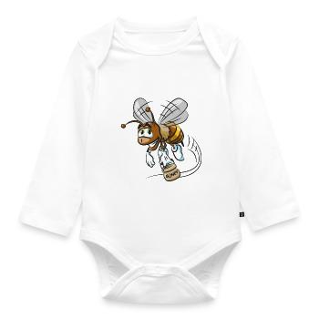 Fleissige Biene - Baby Bio-Langarm-Body - Weiß - Vorne