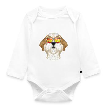 Shih Tzu I Spain Sunglasses I Spanish Flag - Baby Bio-Langarm-Body - Weiß - Vorne