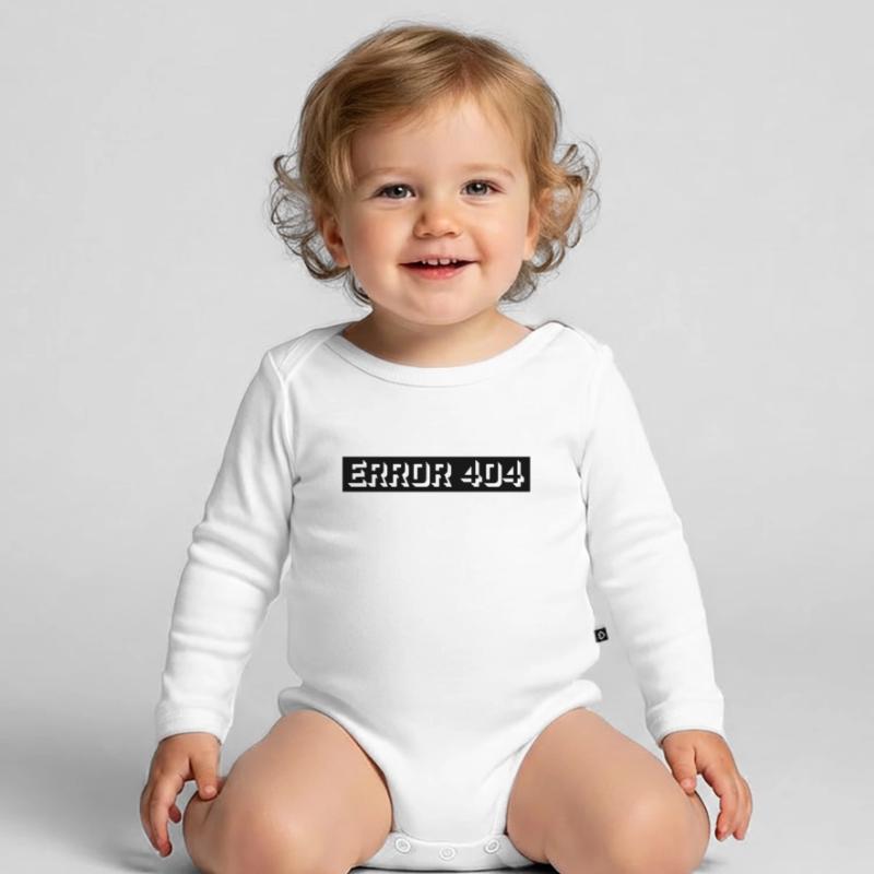 404 Error Computer Message Organic Longsleeve Baby Bodysuit