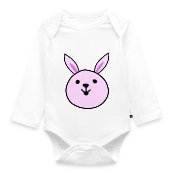 Mignon lapin rose - Body Bébé bio manches longues - blanc - Devant