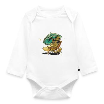 Cute Banana Sun Bathing Summer - Baby Bio-Langarm-Body - Weiß - Vorne