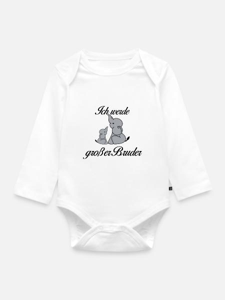 Großer Bruder - Baby Bio-Langarm-Body - Weiß