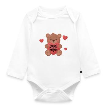 Teddybär mit Herz Babykleidung Kinderkleidung - Baby Bio-Langarm-Body - Weiß - Vorne