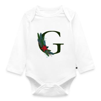G – dekoratives Schriftzeichen – Weihnachten - Baby Bio-Langarm-Body - Weiß - Vorne