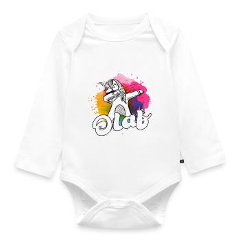OLAF - Schöner Jungen Name mit Coolem Einhorn - Baby Bio-Langarm-Body - Weiß - Vorne