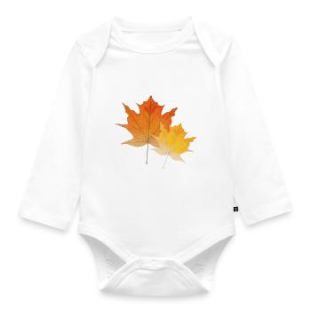 Maple leaves - Organic Longsleeve Baby Bodysuit - white - Front