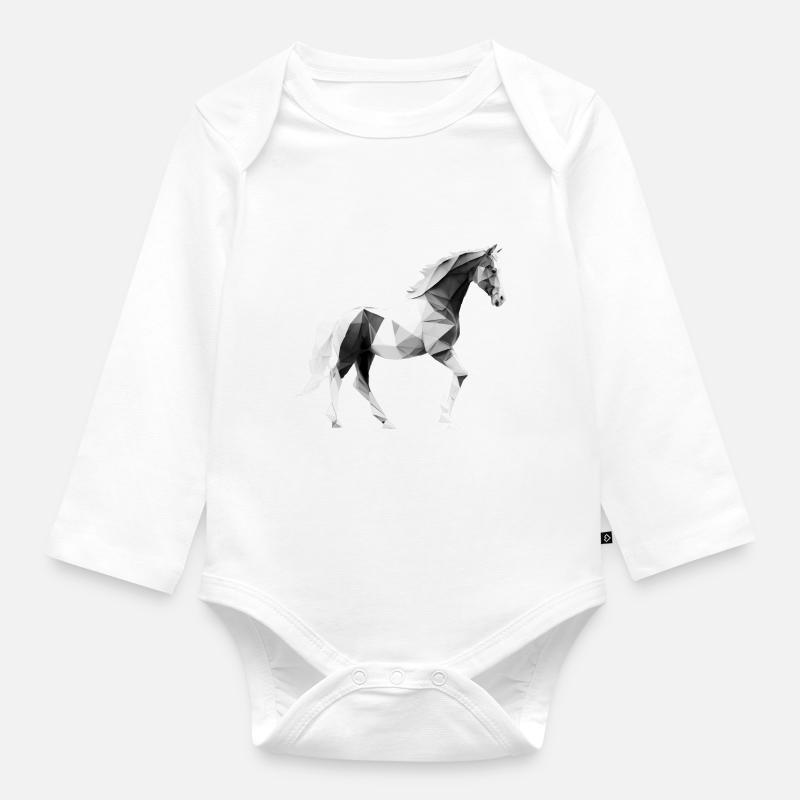 CHEVAL - Body Bébé bio manches longues - blanc