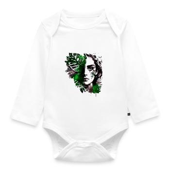 Wunderschöne Pflanzen Lady als Ink Skizze - Baby Bio-Langarm-Body - Weiß - Vorne