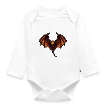 Flying fox dans des graphismes de pixels minimalistes - Body Bébé bio manches longues - blanc - Devant