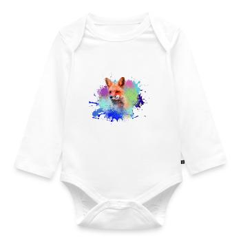 fufuchs ,Graffiti, Malerei,fuchs ,aquarell - Baby Bio-Langarm-Body - Weiß - Vorne