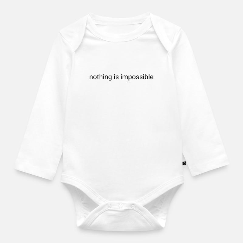 Rien n’est impossible en texte brut - Body Bébé bio manches longues - blanc