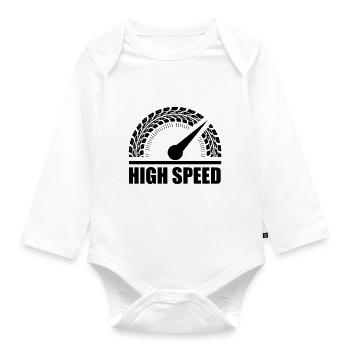 reifen tacho high speed - Baby Bio-Langarm-Body - Weiß - Vorne