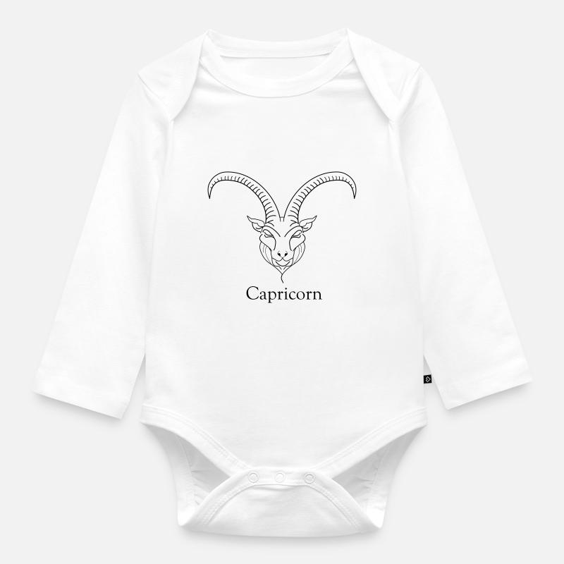 Sternzeichen - Steinbock - Baby Bio-Langarm-Body - Weiß