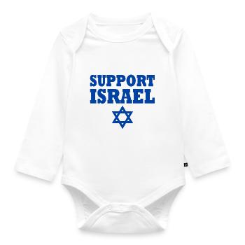 Support israel - Organic Longsleeve Baby Bodysuit - white - Front