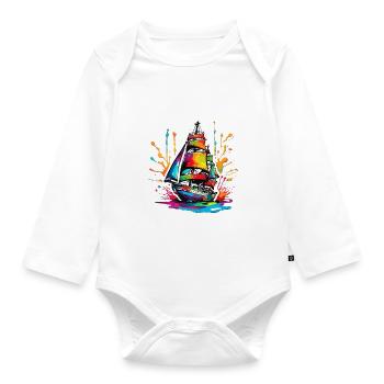 Navire / Bateau / Ancre / Mer / Océan / Capitaine - Body Bébé bio manches longues - blanc - Devant