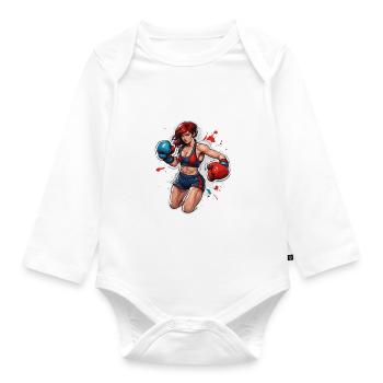 Boxer / Sport / Kampf / Arena / Boxring / Fäuste - Baby Bio-Langarm-Body - Weiß - Vorne