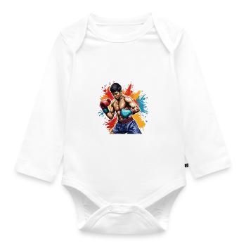 Boxer / Sport / Kampf / Arena / Boxring / Fäuste - Baby Bio-Langarm-Body - Weiß - Vorne