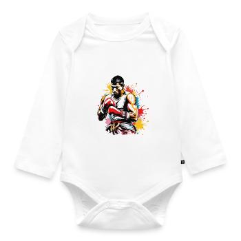 Boxer / Sport / Kampf / Arena / Boxring / Fäuste - Baby Bio-Langarm-Body - Weiß - Vorne