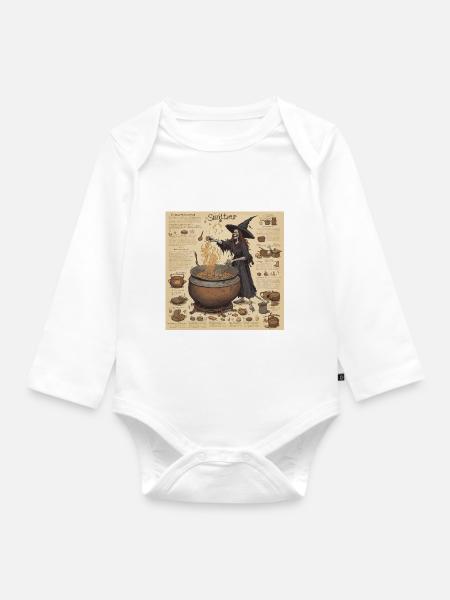 Hexenhandbuch / Zauberbuch / Halloween / Herbst - Baby Bio-Langarm-Body - Weiß