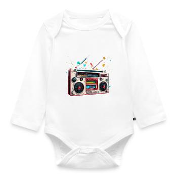 Radio / Analog / Music / Frequency / Speakers - Organic Longsleeve Baby Bodysuit - white - Front