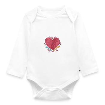My Blood Type Is Crocheting Häkelkünstler - Baby Bio-Langarm-Body - Weiß - Vorne