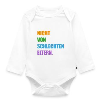 Not from bad parents Mother Father Love - Organic Longsleeve Baby Bodysuit - white - Front