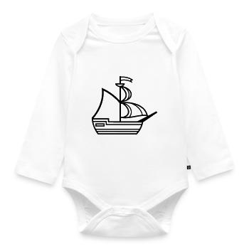 Pirate ship - Organic Longsleeve Baby Bodysuit - white - Front