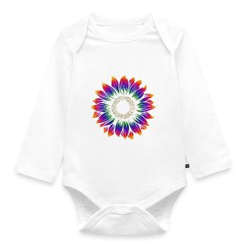 Rainbow Sunflower - Sun - Good Mood - Organic Longsleeve Baby Bodysuit - white - Front