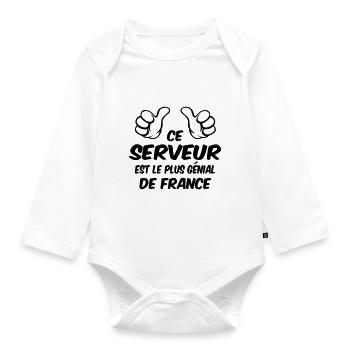 BEST SERVER - Organic Longsleeve Baby Bodysuit - white - Front