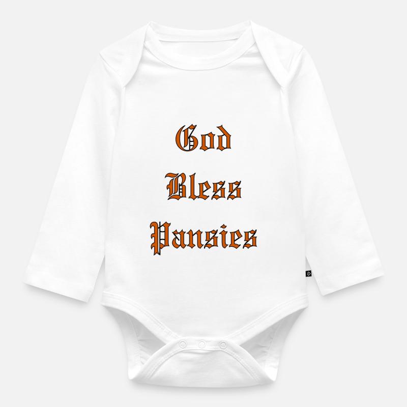 GodBlessPansies - Body Bébé bio manches longues - blanc