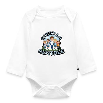 Back to school - Organic Longsleeve Baby Bodysuit - white - Front